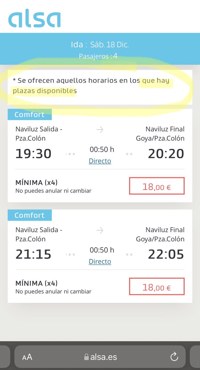 maestroluc's tweet photo. Señores de @Alsa_autobuses y @MADRID… ¿ya no hay billetes para el autobús de naviluz o es que la App de Alsa no funciona correctamente? https://t.co/TuW3QObYBv