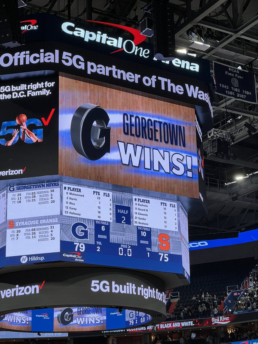 MoElleithee's tweet photo. Ain’t no win sweeter than a win over Syracuse!

(Just ask Coach Ewing and Dikembe Mutumbo.)

Hoya Saxa! https://t.co/W6ufYN5wJq