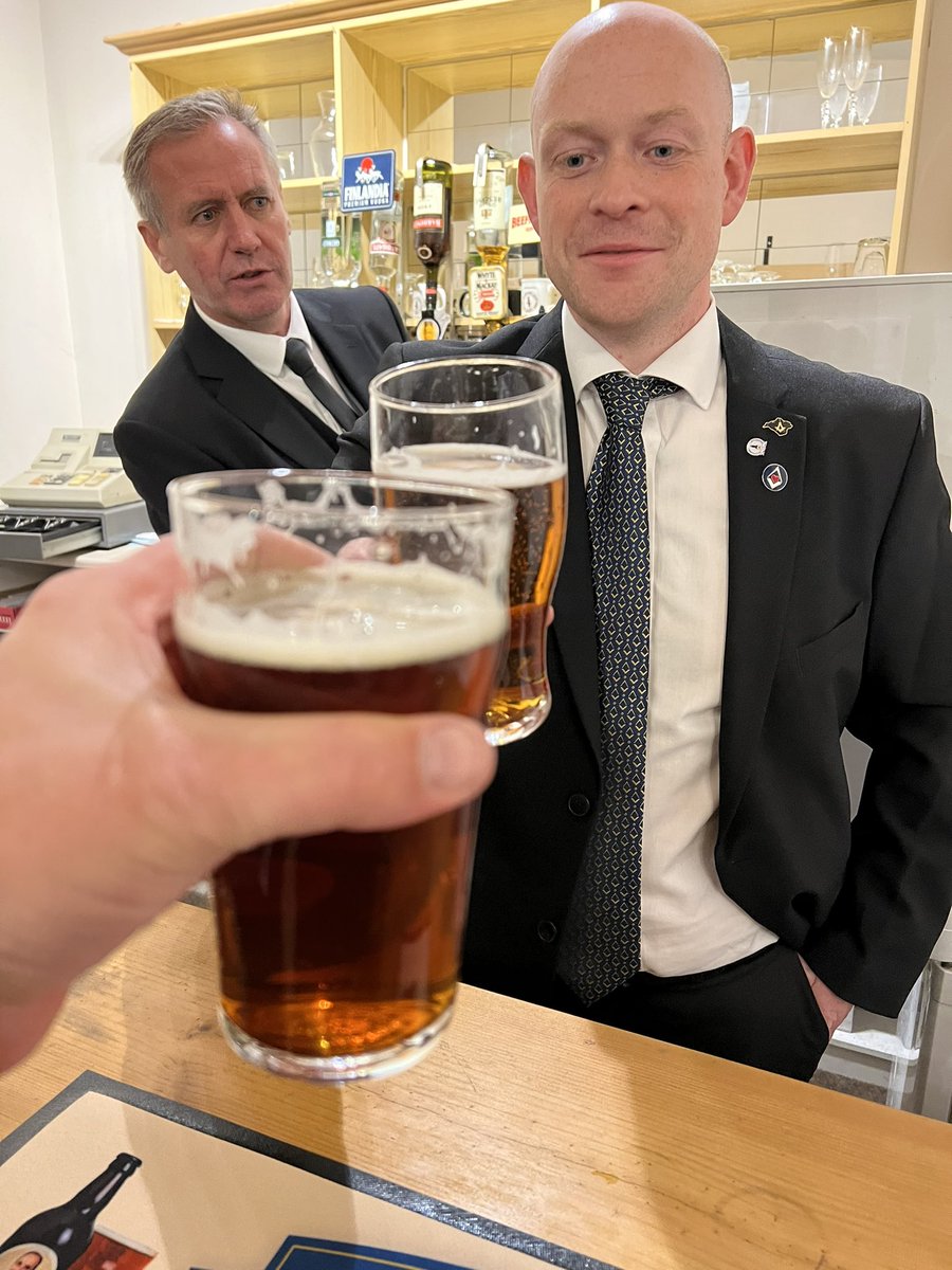 Time for refreshment and a little dabble with the #2027Festival ale. Cheers Brethren of the <a href="/UnionOfMalta407/">UnionOfMalta407</a> 😍 double third complete, candidate proposed, joining member and candidate interview. Busy day for all. <a href="/HantsMasonNE/">Hants Masons NE</a> <a href="/HantsMason/">Hants & IoW Masons</a>