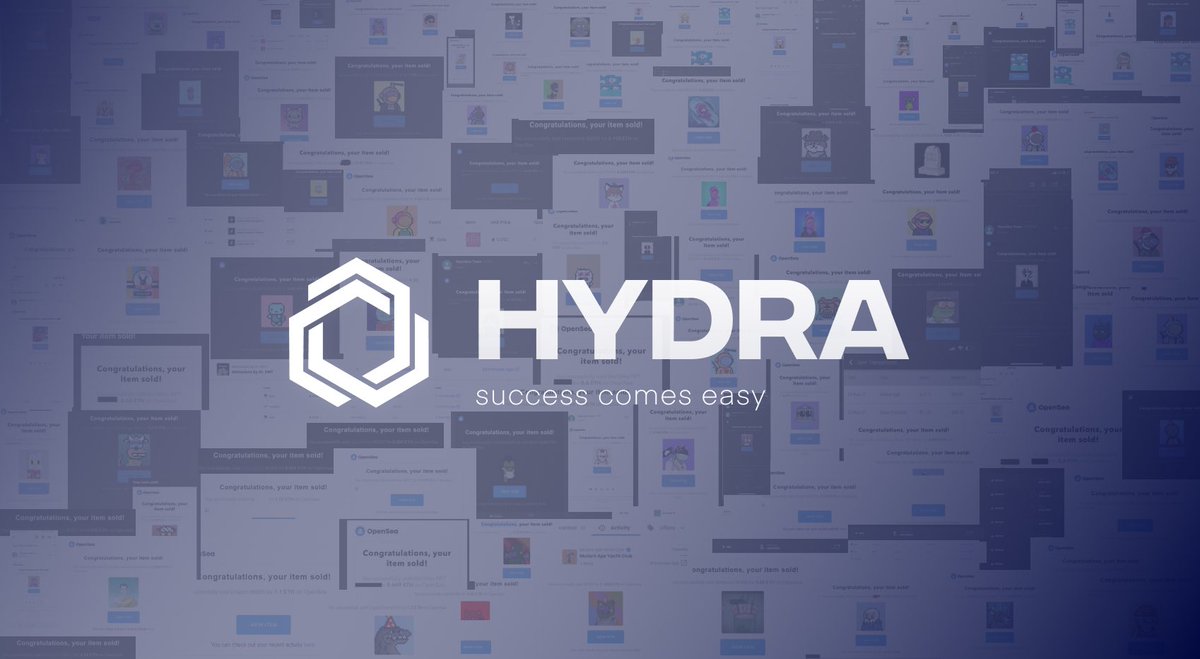 HydraNFT's tweet photo. We aren’t a big fan of “success” posts, but here you go.

Hydra redefines success as a group.

A select few who like and RT will gain entry. 24 hours on the clock. ⏰ https://t.co/jCwYmyuvO5