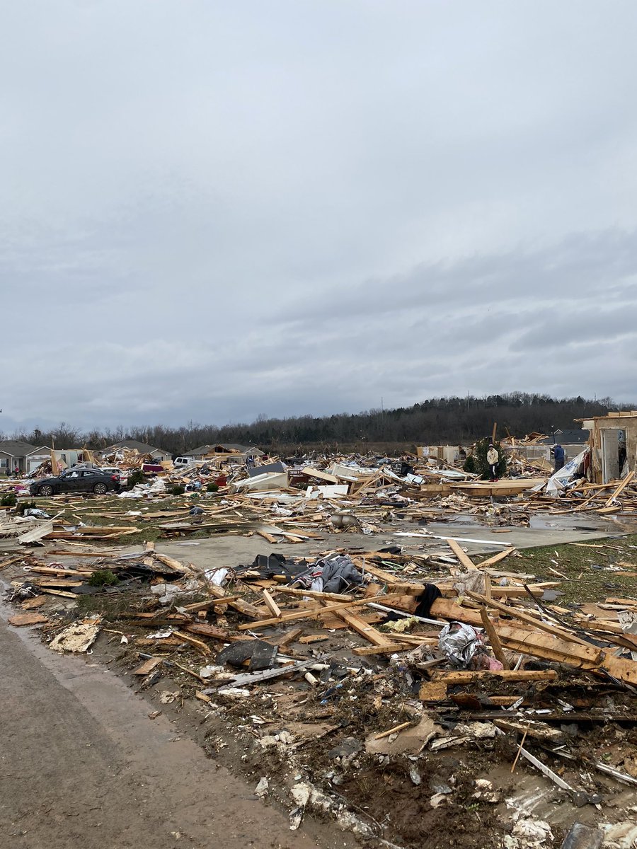 Damage from the EF 3 tornado from last night. The pictures of downed power lines is from Rusellville Road near campus.