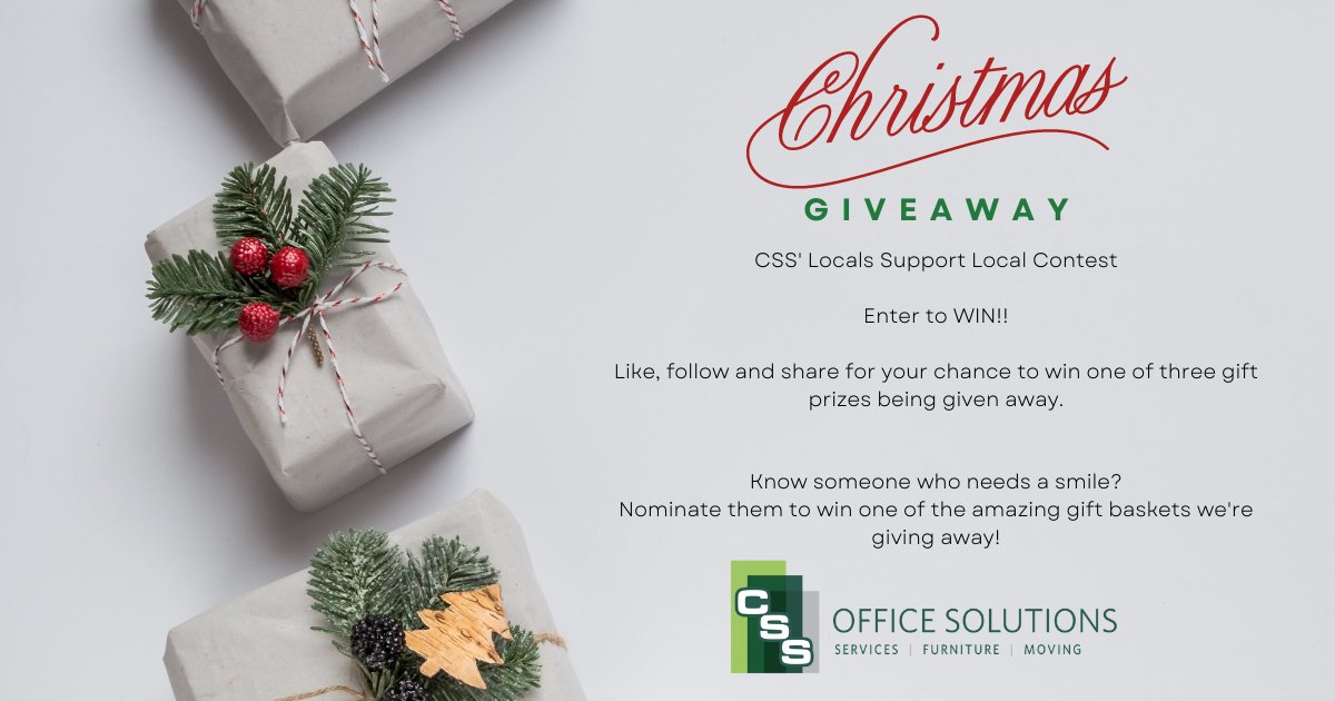 12 days of #CSSOffice Christmas!
Enter to Win one of 3 gift baskets, full of gift cards for local Calgary businesses like <a href="/calgaryzoo/">Calgary Zoo</a> and <a href="/cravingsyyc/">Cravings Market Rest</a> and some fabulous CSS Office swag!
To Enter: Like, Follow, and Share our posts!
Send nominations to info@cssoffice.com