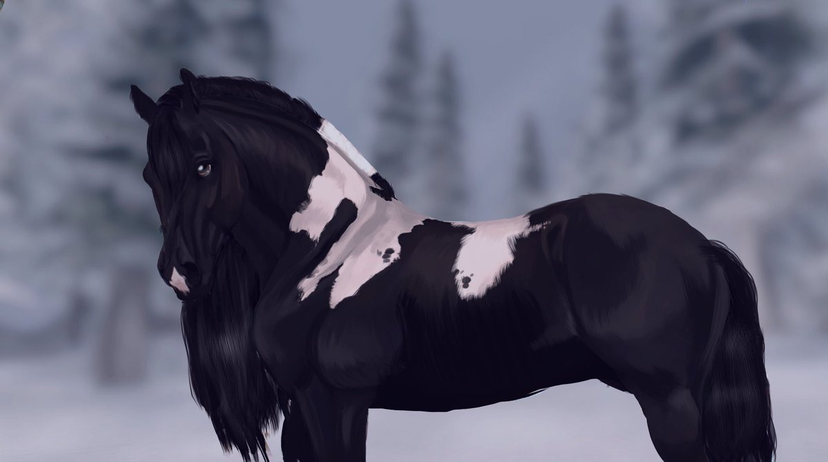 X_cornxcob_X's tweet photo. Here is the before and after of my most recent edit! ❄️☃️ @StarStable  #SSOWinterfest #Dinovalley #snow #winter #YULE #fanart https://t.co/wLOCBDhstU