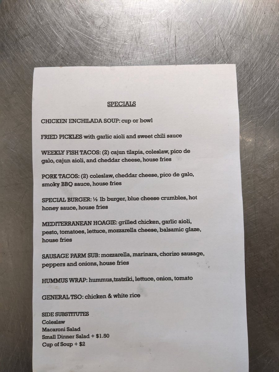 <a href="/publichousebuf/">The Public House Of Buffalo</a>  specials this week. Soup has been changed to hearty chicken noodle