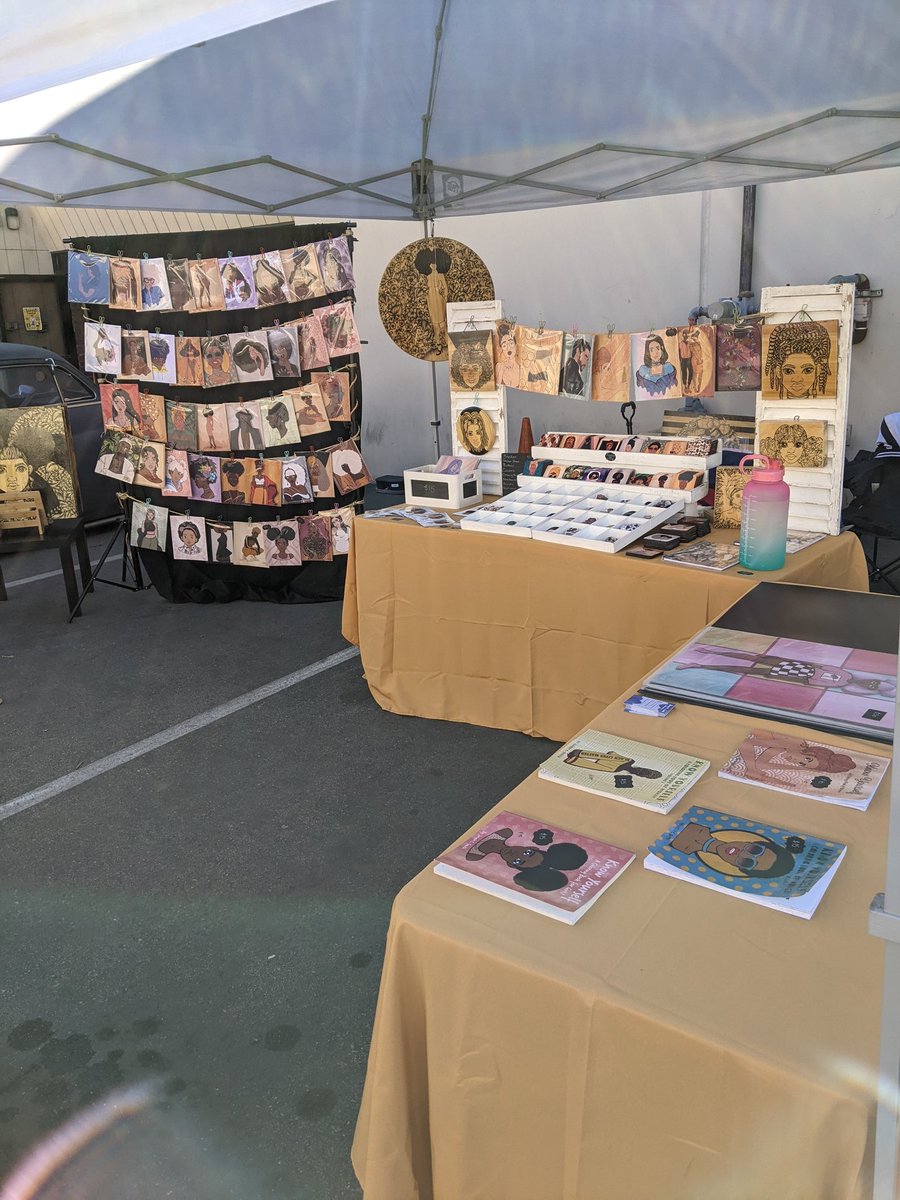 jacquicsmithart's tweet photo. I'm all set up at the @brewyardbeerco 6th anniversary party from 12 -11 pm but I'll be here from 12-6pm so stop by! I also made a print wall for the first time so come check it out! 

#brewyard #brewery #artshow #youngblackartists #dopeblackart #art #artwork  #artontwitter https://t.co/uZF6EelrO9