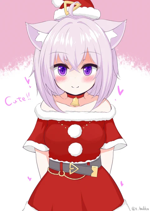 サンタおかゆん可愛いすぎたから即席で描いた🧑‍🎄🎄 #絵かゆ 