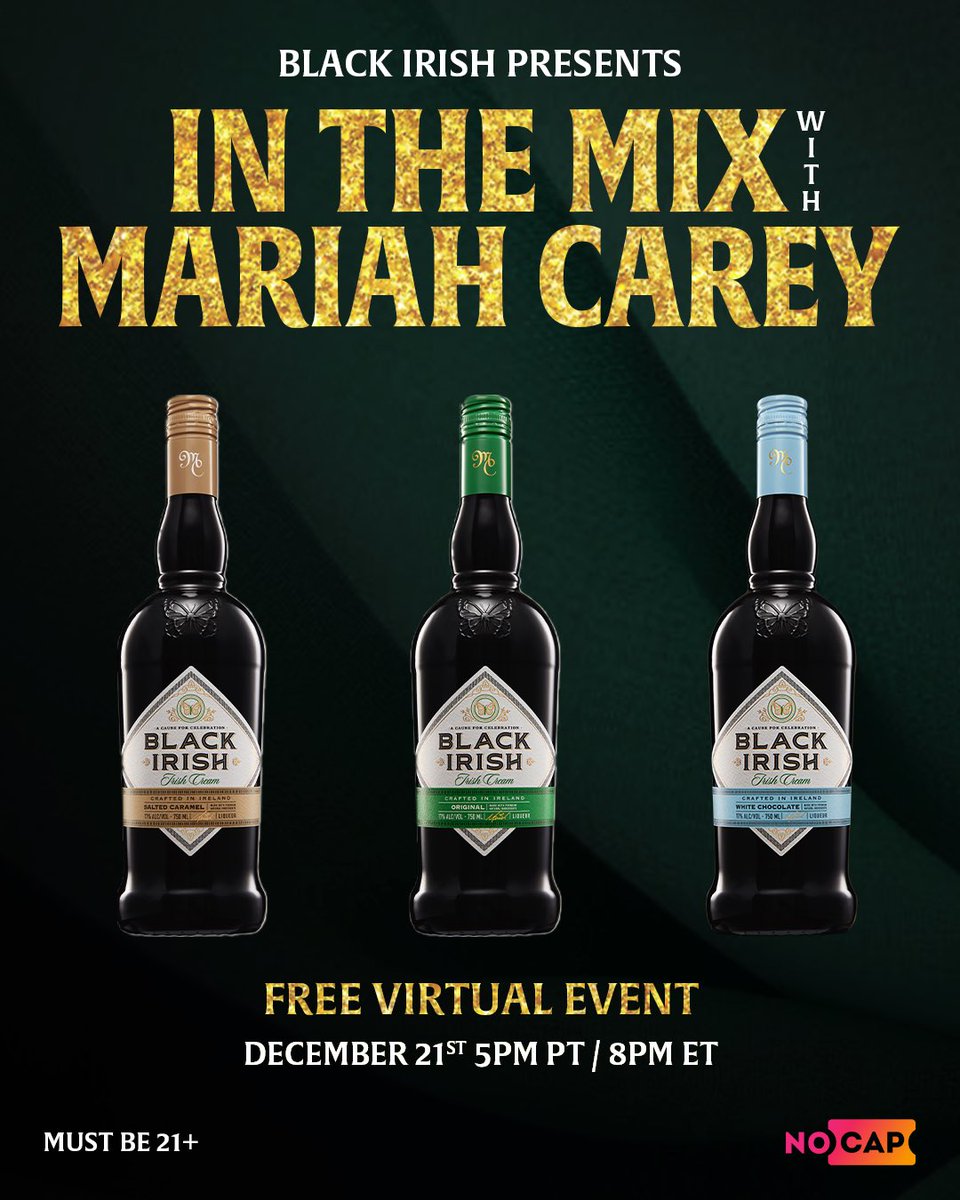 Having a splash on 12/21 and talking about my favorite @goblackirish recipes.🍸Join me for your mixology lesson and some fun Q&A! 🤎☘️ nocap.show/mariahcarey

Must be 21+ to join #mixinwithmimi