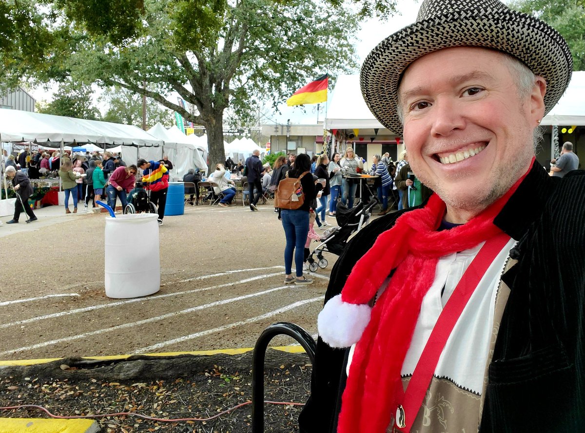Enjoying the Texas winter weather at the Tomball German heritage xmas festival.