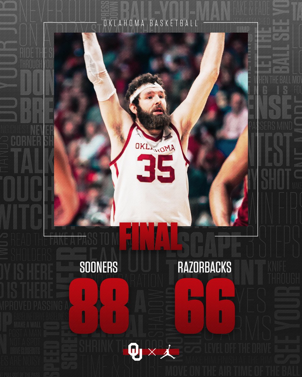 OU_MBBall's tweet photo. BOOMER‼️

Sooners roll over previously unbeaten and No. 12 Arkansas!

#BoomerSooner https://t.co/42g35J4sQu