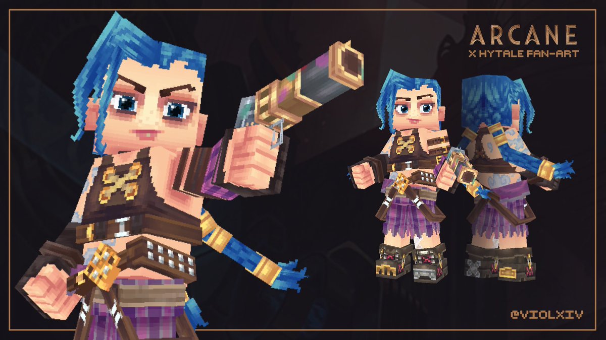 vippori's tweet image. Arcane Jinx - in the @Hytale art-style. ✨

#HytaleFanArt #Arcane #Jinx #RiotXArcane