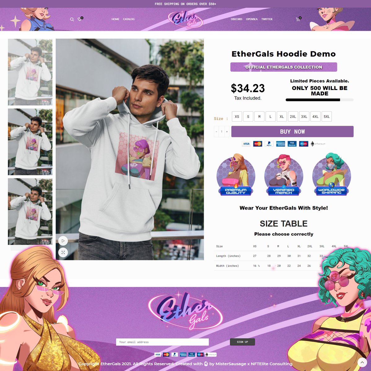 EtherGals's tweet photo. Hello #EtherGals! Here's our latest status update: 
👕 Merch store: DONE! 
❤️ Just for you: Our artist @MikiPixel is working on new drawings for our merch store! 

Here are a few sneak peeks 👀 https://t.co/Xr4iHX9RP0