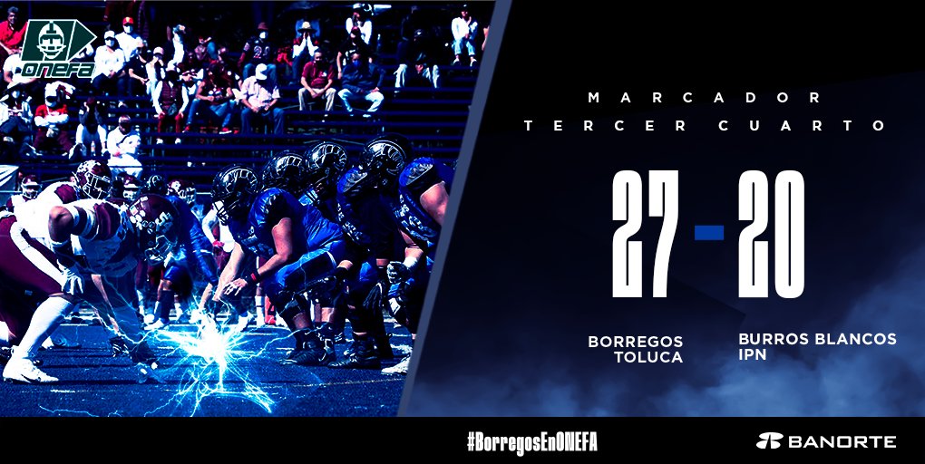 ¡Te compartimos los resultados del partido al término del tercer cuarto!

🏈 Jornada 6
Borregos Toluca 🐏 vs ⚪ Burros Blancos IPN

#BorregosToluca #BorregosEnONEFA #LigaMayor2021 #Jornada6
