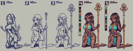 #ドット絵 #pixelart 
ドット絵が出来る過程をまとめた画像をまとめてみました 