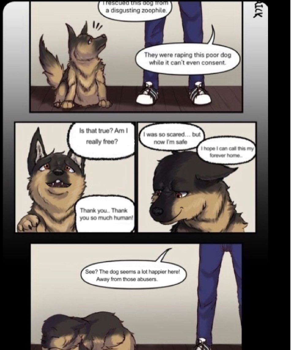 HomeDepotishere's tweet photo. Fixed this disgusting comic 🙂 (original is the second one)

#antizoo #sappho #zoophilesarentvalid #zoopride #Hypnotistsappho #zoophobia #zooposivity https://t.co/ibVYWml6Tc