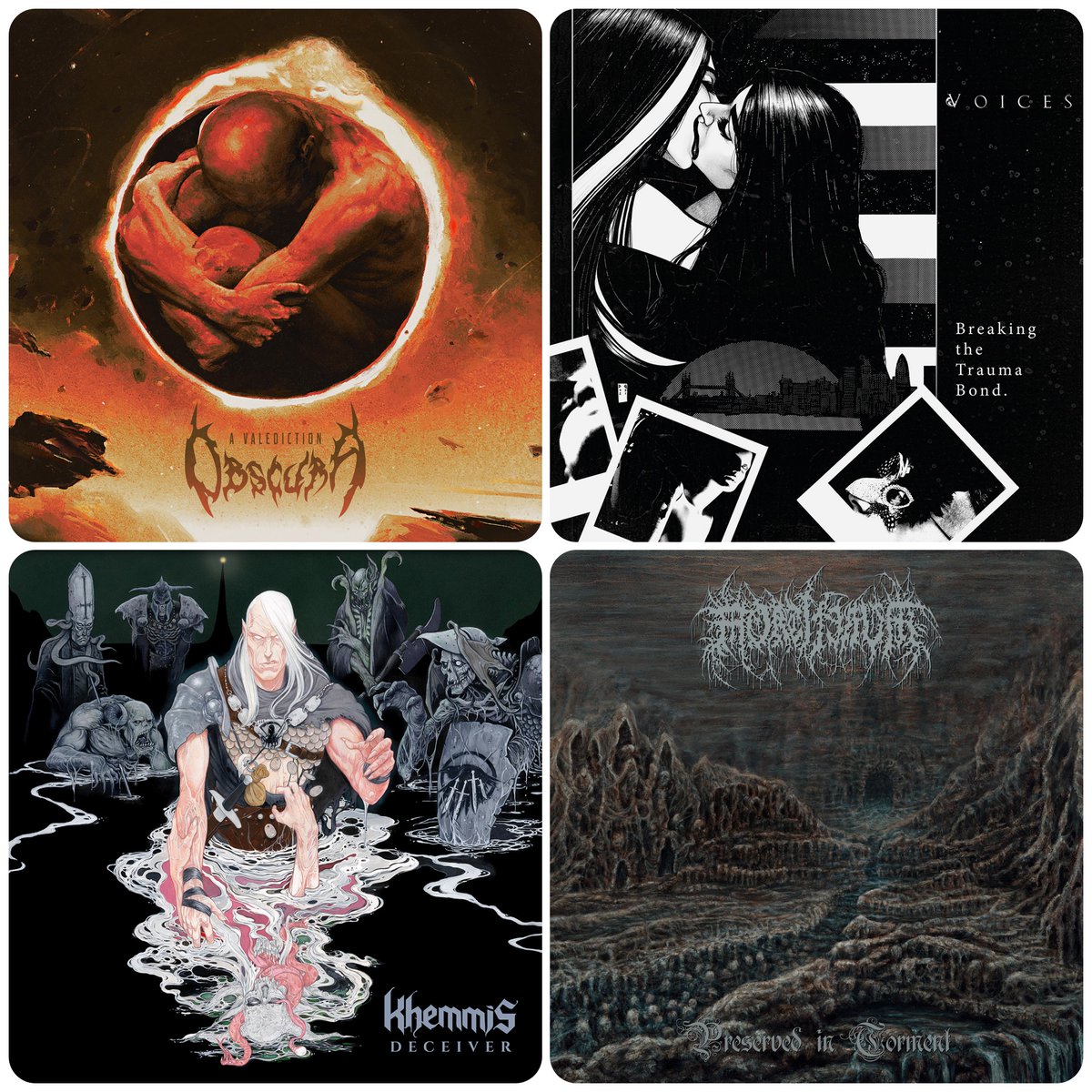 Rotation for sanctification
#metalalbums #metalreleases #metal2021
- Obscura - A Valediction / Nuclear Blast
- Voices - Breaking The Trauma Bond / Church Road Records
- Khemmis - Deceiver / Nuclear Blast
- Mortiferum - Preserved In Torment / Profound Lore