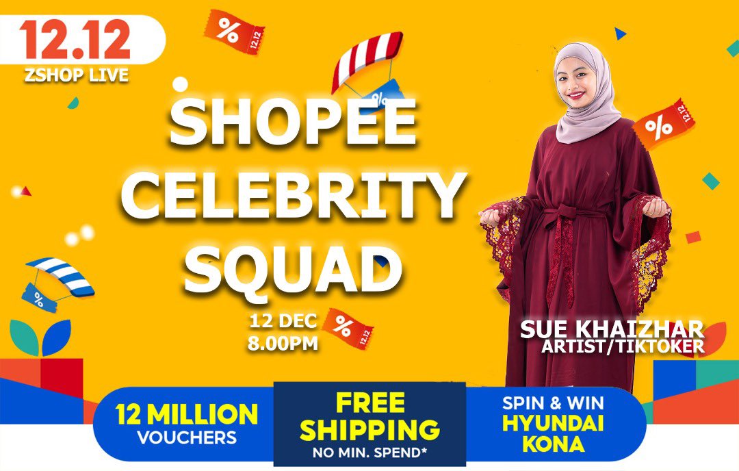 Zym_Music's tweet photo. Harini jam 8 malam di Shopee LiVE MY …. #suekhaizhar #celebritysquad #Shopee1212 #ShopeePromo1212 #shopemy #zymmusic https://t.co/E7nzqkeSIy