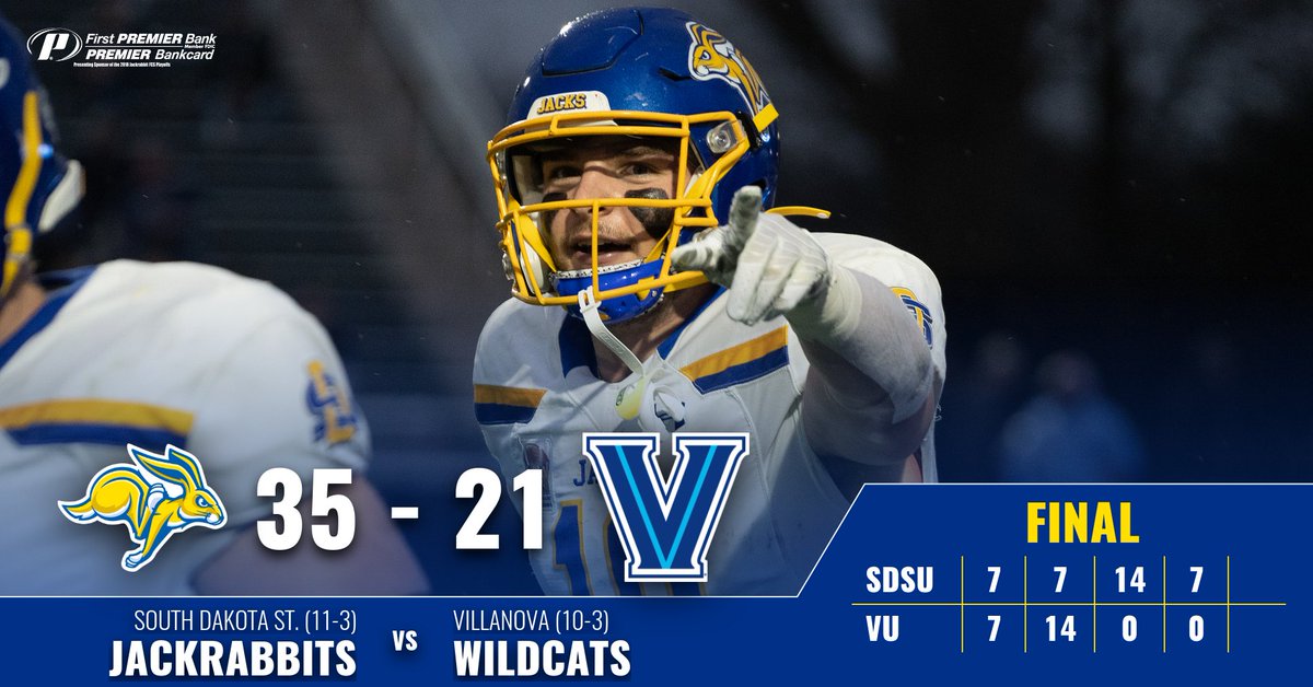 ON TO THE SEMIFINALS!

Big second half lifts the Jackrabbits past Villanova ... SDSU ties school record with 11 wins
#GoJacks🐰🏈