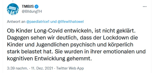 HenningMarianna's tweet photo. WTF!
Die Negierung von #LongCovid bei #Kindern kommt von einem offiziellen thüringer Ministeriums-Account.
Haben die Lack-Essenz gesoffen?!
!B
#Thüringen #Schwurbeln #Ministerium #TMBJS https://t.co/XUncy4qo5G