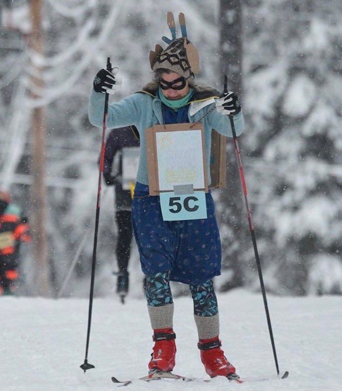 AmyAkillk's tweet photo. Institute of Arctic Biology’s 2021 Ski Mass race (of sorts). Our team was “Wonder Woman Scientists”. Way to represent -> Dr. Jane Goodall (me, 5A), Dr. Marie Curie (Anja, 5B), and Dr. Rachel Carson (Tako, 5C). ❄️ So flipping fun! 📷: Oivind Toien https://t.co/O8GnUVXSkI