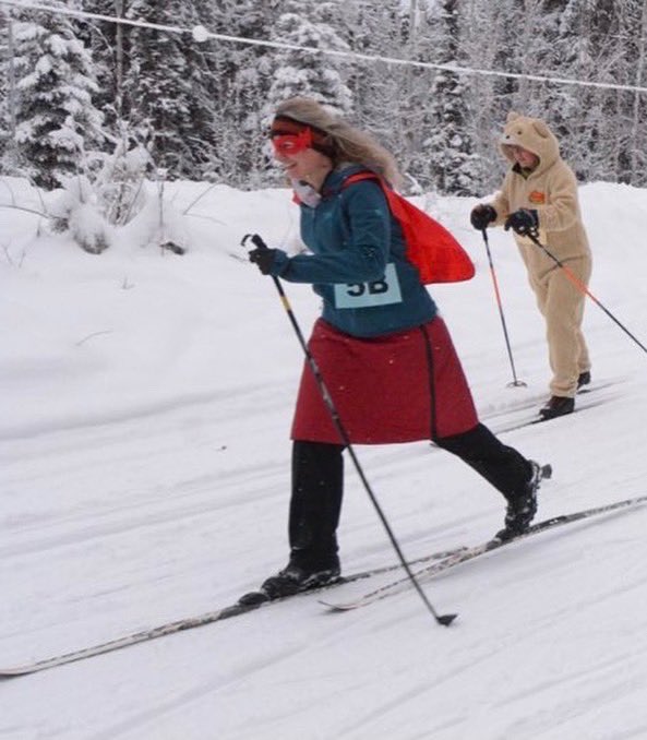 AmyAkillk's tweet photo. Institute of Arctic Biology’s 2021 Ski Mass race (of sorts). Our team was “Wonder Woman Scientists”. Way to represent -> Dr. Jane Goodall (me, 5A), Dr. Marie Curie (Anja, 5B), and Dr. Rachel Carson (Tako, 5C). ❄️ So flipping fun! 📷: Oivind Toien https://t.co/O8GnUVXSkI