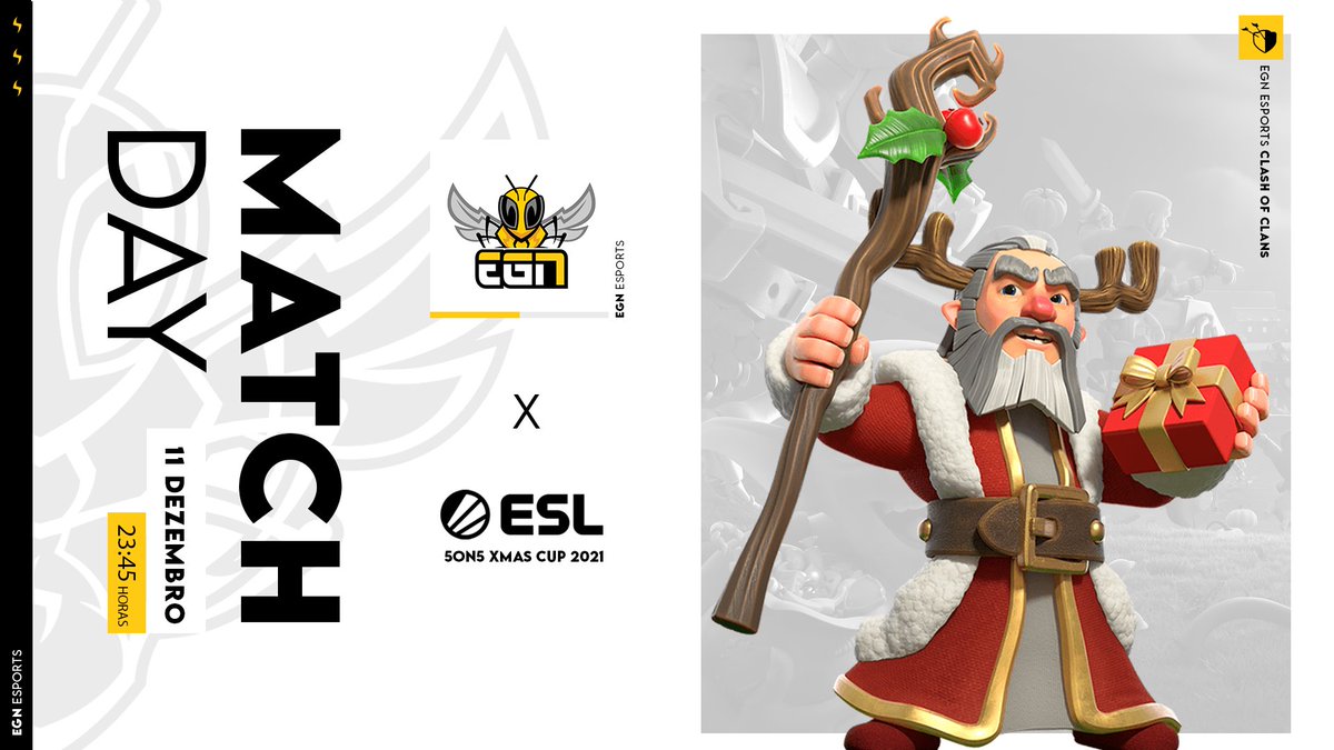 Continuamos a nossa jornada no qualificador de Natal ESL de 𝗖𝗹𝗮𝘀𝗵 𝗼𝗳 𝗖𝗹𝗮𝗻𝘀 💪

🏆 | <a href="/ESLlatam/">ESL Latinoamérica</a> <a href="/ESLClashofClans/">ESL Clash of Clans</a>
➡️ | Clash of Clans 5on5 Xmas Cup 2021
🕦 | 23:45H

Força, guerreiros! 🔥
#BeEGN #BeTheHive
