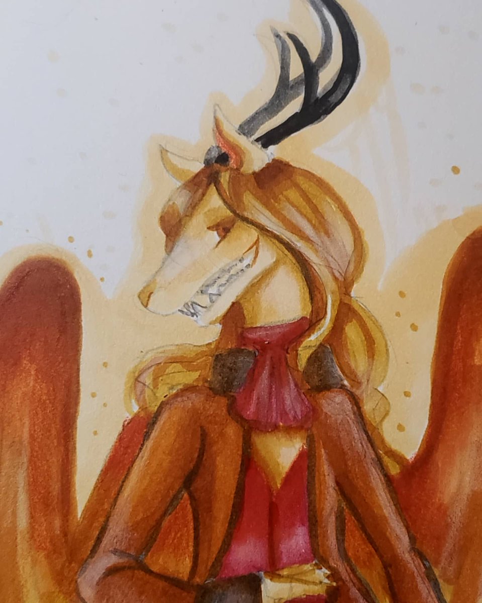 karithemuffin's tweet image. More #sketchbox fun. My head is pretty empty lately due to stress. Just wanted to play with the limited colors.

#fantasy #peryton #copic #makers #monstergirl