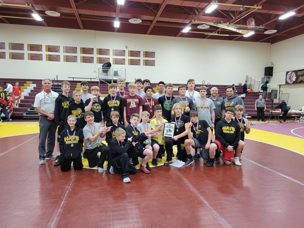 Congratulations to HMS 7th and 8th wrestling team winning the league championship today by scoring 237 points.  #Excellence #HMSFalconforce #Everystudenteveryday
