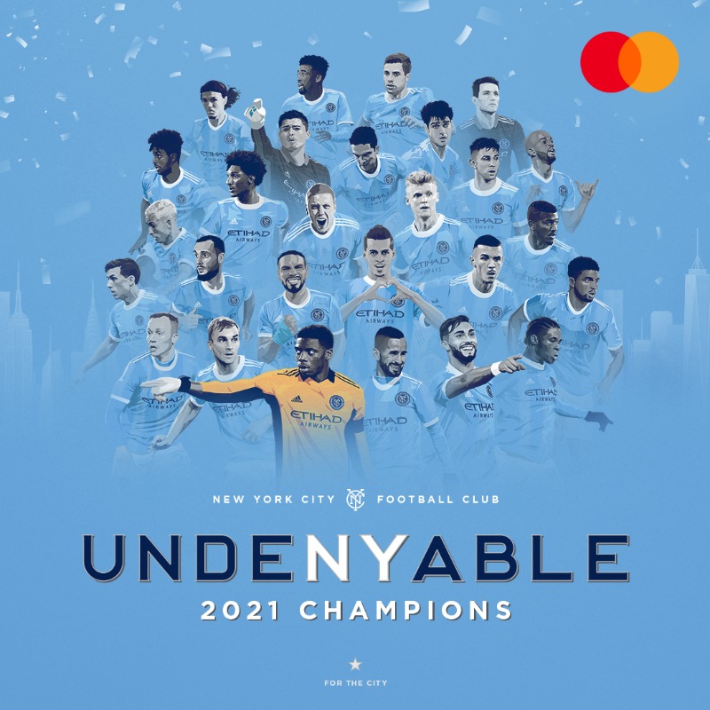 Mastercard's tweet photo. ¡¡¡GOOOOOOLLL!!! Congrats @NYCFC on your first championship and making history! Cheering together, winning together: #Priceless
 
Let’s make some noise! 🎊🏆⬇️ https://t.co/rnSdrdrBXE