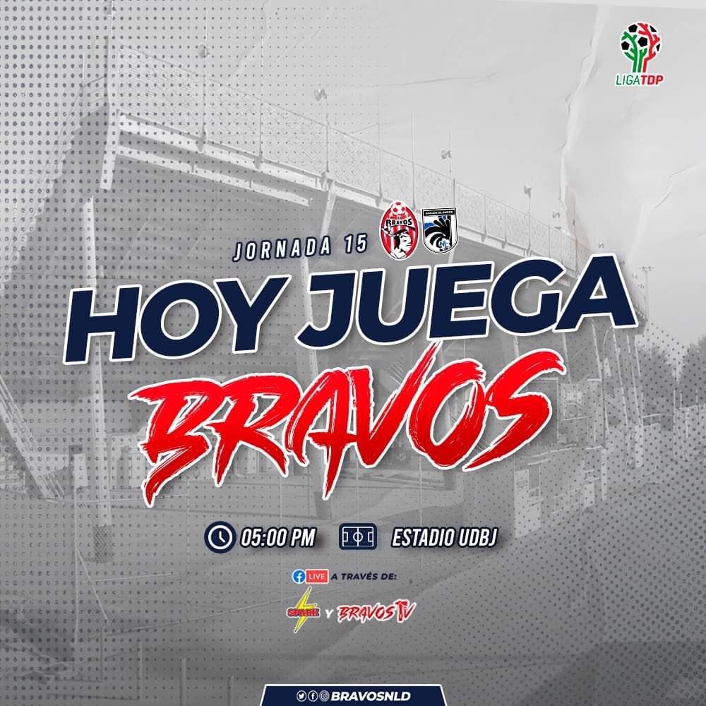 BravosNLD's tweet photo. ⚽️ | 🗣 ¡𝖧𝖮𝖸 𝖧𝖠𝖸 𝖥𝖴́𝖳𝖡𝖮𝖫!  ¡𝐇𝐎𝐘 𝐉𝐔𝐄𝐆𝐀𝐍 𝐋𝐎𝐒 𝐁𝐑𝐀𝐕𝐎𝐒!🏹

🏆@LigaTDP 
🆚 #GallosNL        
🕔 5:00 PM
🏟 Estadio UDBJ

#JuntosHastaElFinal #DaleBravos🇦🇹 https://t.co/g9CkIaisv8