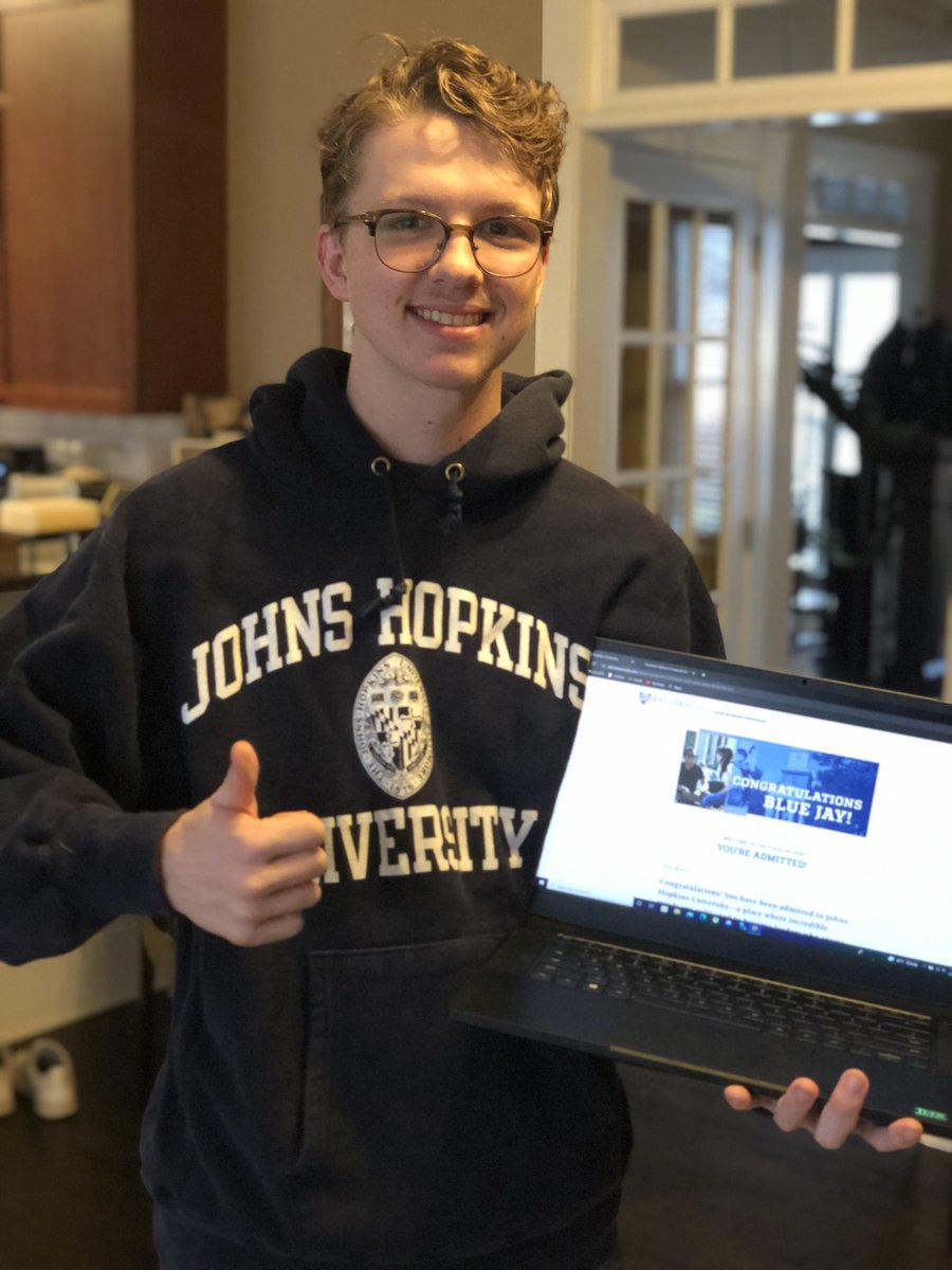 krismcgovern's tweet photo. So proud of our Blue Jay!  Here he comes Baltimore, class of 2026! @JHUBME @JHU_Admissions https://t.co/L2g0E4MQQS