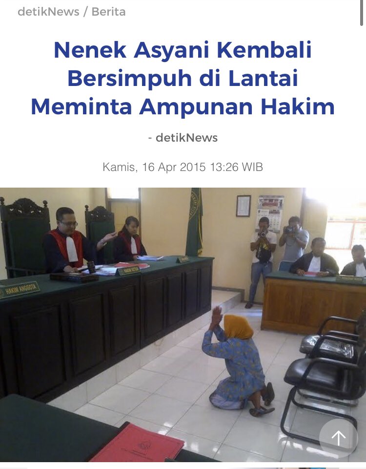 Lebih sopan mana dg nenek Asyani, didakwa mencuri dua kayu jati Perhutani utk dipan tempat tidurnya, membela diri dg mengatakan itu pohon yg ditanamnya bersama suami sambil bersimpuh di depan hakim, dan tetap dihukum 1 tahun.