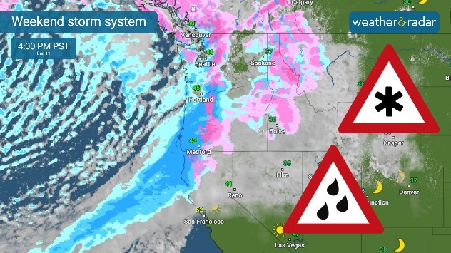 WeatherRadar_US's tweet photo. A rainy and wintry system may overstay its welcome in the western U.S. throughout the #weekend into this coming week.
#CAwx #WAwx #ORwx
On the menu...
#Rain ☔
#MountainSnow ❄️
#ChillyTemps 🥶
Latest: https://t.co/EiL8KGonkh https://t.co/VkQpLKBeub