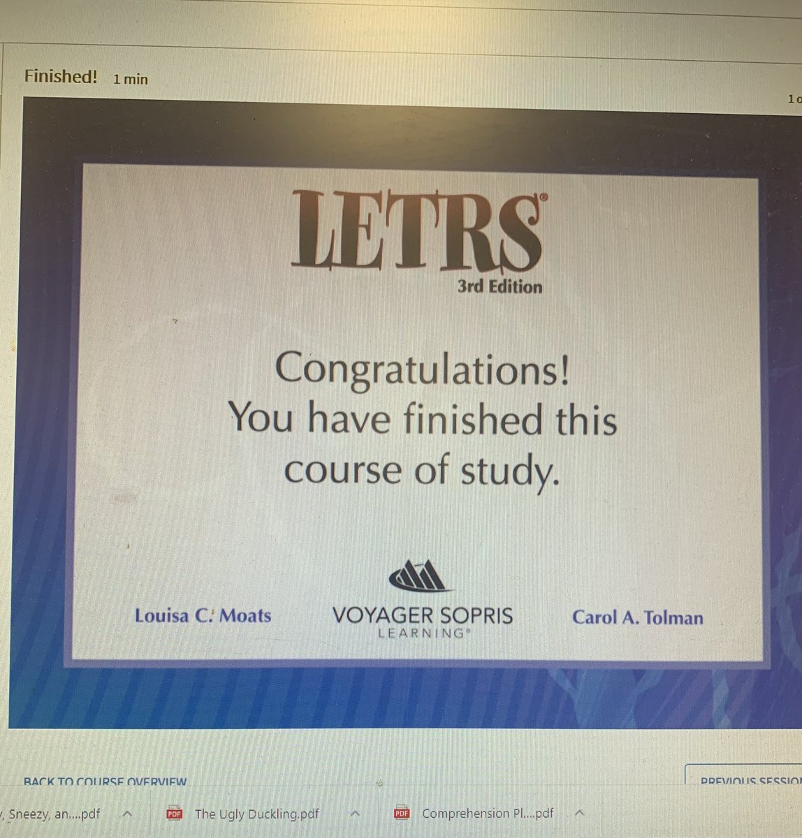 Officially LETRS certified! This is for my students to have better understanding of Science of Reading. Now to start component 3 of National Boards  #lifelonglearner   🤓 <a href="/FultondaleElem/">FultondaleElemAL</a>