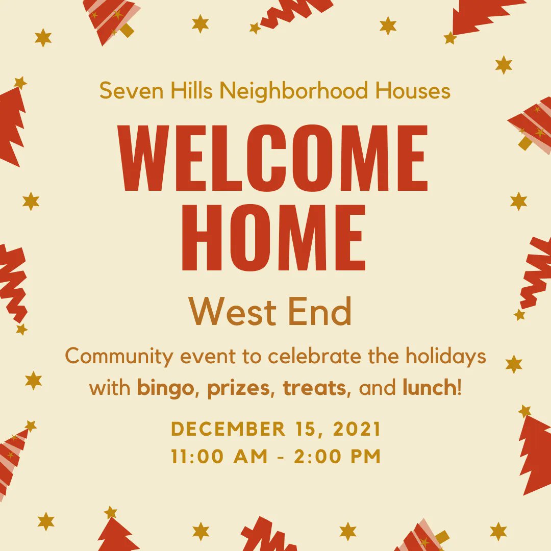 Join us on December 11th from 11am to 2pm at Seven Hills Neighborhood Houses for a community event to celebrate the holidays with bingo, prizes, treats, and lunch! Please RSVP at 513-407-5362. A big thank you to our partner Crime Survivors for Safety and Justice!