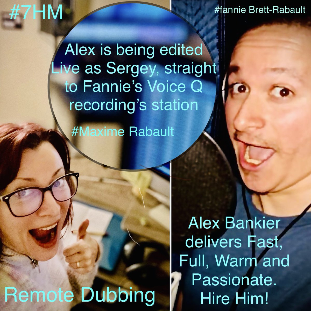 fannie_brett's tweet image. Remote Dubbing is the future. I’m home, Alex is home and we are delivering pro Dubbs. Less Studio cost, same recording quality and so much less stress. #remotevo #remotesubs #7hm #maximerabault #actors #fuckomicron #livedubbing #DA #EngUSdubs