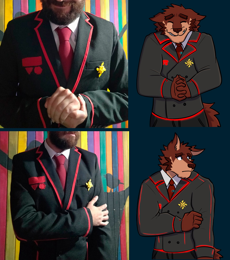 These poses are harder than I thought, I'll have someone take me the pics next time. Here's how it'd look. Of course Oswald wore it much better, but I tried.(I will add the blue thing from the tie next time)  
#oswald #EdensReachVN #cosplayer