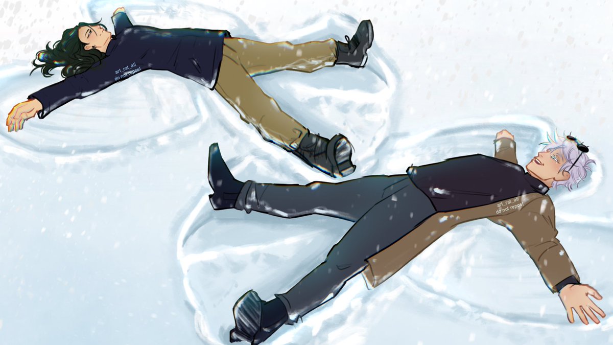 mythonoche's tweet photo. [day 5: “winter”] 

wow look it’s gojo’s favorite time of year 🥲

#gojoweek2021 #呪術廻戦 #jjk #gojosatoru #satosugu #夏五 #五夏 https://t.co/BYRNPFVC0w