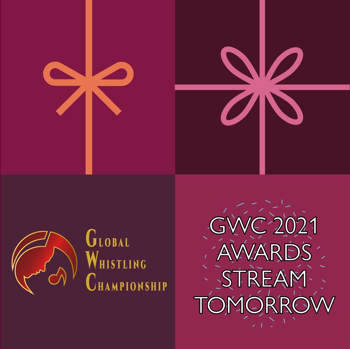 WhistlersGuild's tweet photo. Join us tomorrow for the GWC 2021 Awards Ceremony livestream!

We will start the stream at 6 A.M. PST and the awards show will start at 6:30 A.M. PST on our YouTube channel.  Join us at the following link:
https://t.co/e1dCS0XNv2
#IWG #GWC2021 #whistling https://t.co/562w6IDUeY