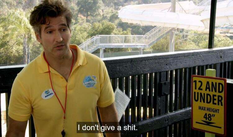RedditFreeFolk's tweet photo. In the It’s Always Sunny episode ‘the gang goes to the water park’, David Benioff makes an appearance where he says the line “I don’t give a shit.” This is a reference to his method of writing season 8 @ r/FreeFolk > https://t.co/HPoPl8EUw9 #GameofThrones #GoT #GoTtoGive #freef… https://t.co/3OltPiwO7k