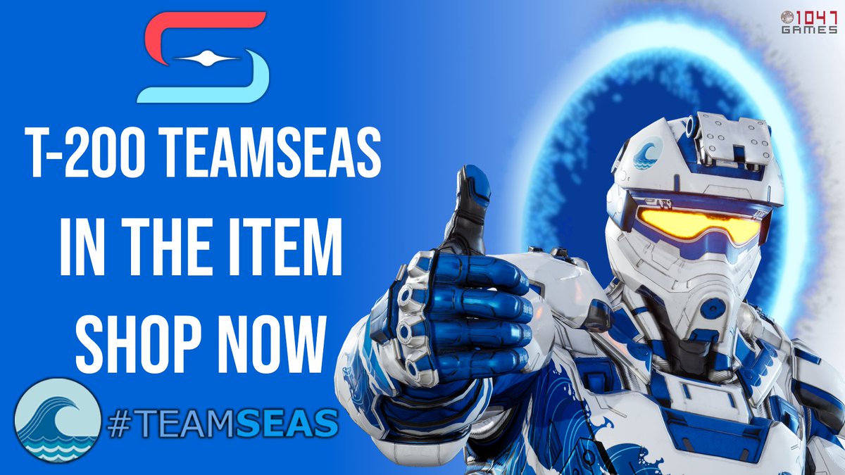 Splitgate's tweet photo. The @teamseas T-200 Armor is finally in the Item Shop!

Get it for 500 Splitcoin🪙 and we'll be forwarding 100% of the proceeds to TeamSeas! Available for the rest of the year. #TeamSeas https://t.co/kUmBOW7g7Z