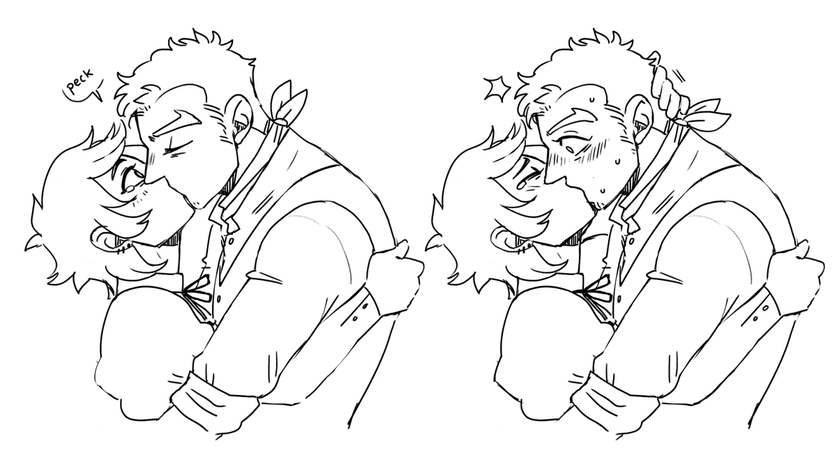 more recent starfinder doodles; zaph doesn't know what kissing means, they just know you do it to someone you care about, so they kiss @strayghosts' ada to cheer her up and then gets confused when she reciprocates and their heart does some funny things 