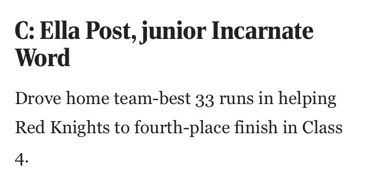 IwaSoftball's tweet photo. Congrats to both @macy_brown47 (1st Team) and Ella Post (3rd Team) on earning a spot on the All-Metro team! @Athletics_IWA https://t.co/Wluo4ghg68