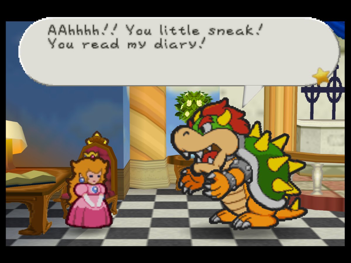 PaperMarioLog's tweet image. AAhhhh!! You little sneak! 
You read my diary!