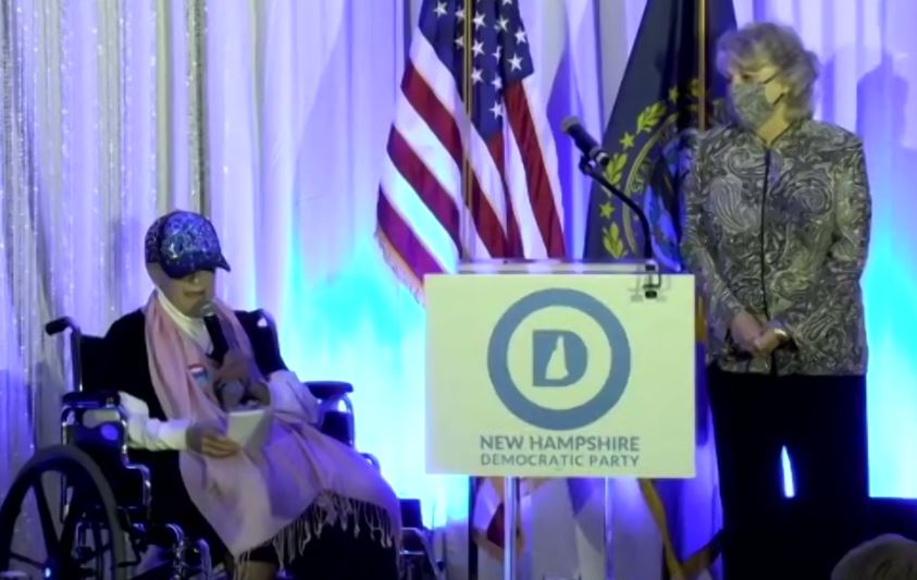 WMUR9's tweet photo. Tonight: Rep. @katbeep receives @NHKathySullivan Award from the award's namesake tonight at major @NHDems event in Manchester #nhpolitics via @jdistaso https://t.co/Bvca7mQ6QT