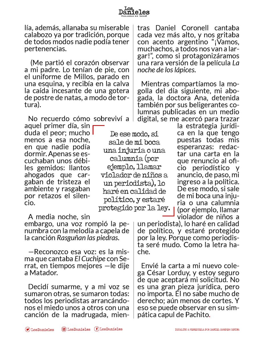 cesarusa5's tweet photo. #IgualitoAVenezuela por @DanielSamperO 

En otra celda estaba Paola Herrera, la que destapó el caso de Karen Abudinen, a quien le ponían a todo volumen canciones de Ricardo Arjona para torturarla.

#LosDanieles @losdanieles @PaoHerreraC https://t.co/Etg8CYUluq