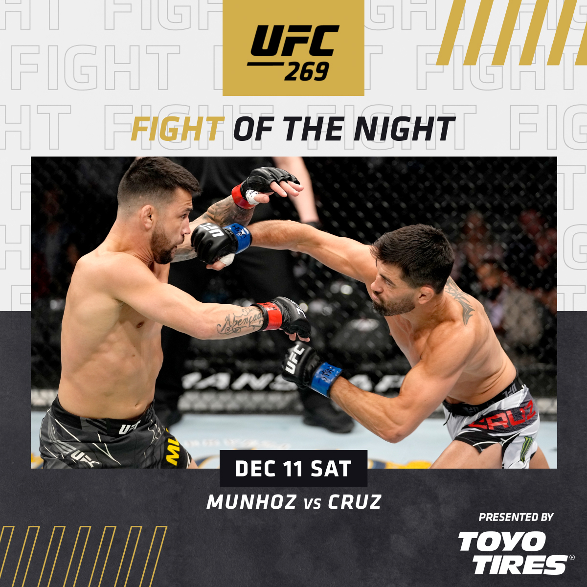As good as advertised 👏👏👏 💰 @PedroMunhozMMA & @DominickCruz earn your FOTN honors! [ #UFC269 | B2YB @ToyoTires ]