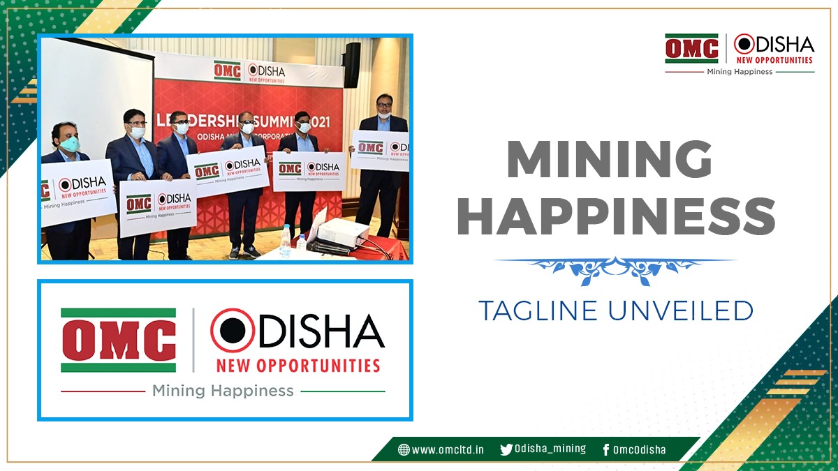 odisha_mining's tweet photo. 𝗠𝗶𝗻𝗶𝗻𝗴 𝗛𝗮𝗽𝗽𝗶𝗻𝗲𝘀𝘀 - 𝗧𝗮𝗴𝗹𝗶𝗻𝗲 𝗼𝗳 𝗢𝗠𝗖 𝘂𝗻𝘃𝗲𝗶𝗹𝗲𝗱

Happy to share that Shri DK Singh, IAS, Chairman, OMC in presence of MD, Directors &amp; Senior officials unveiled the official tagline of OMC in a two-day long “Leadership Summit 2021” held at Chilika. https://t.co/BF8teABJoX