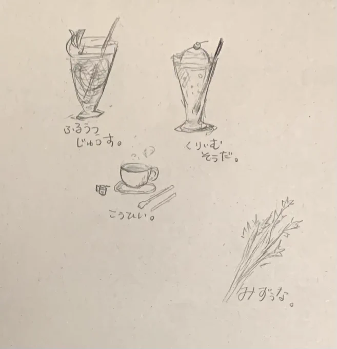 数学のテストの時に食いたいものを無心で描いた世紀末な絵。 