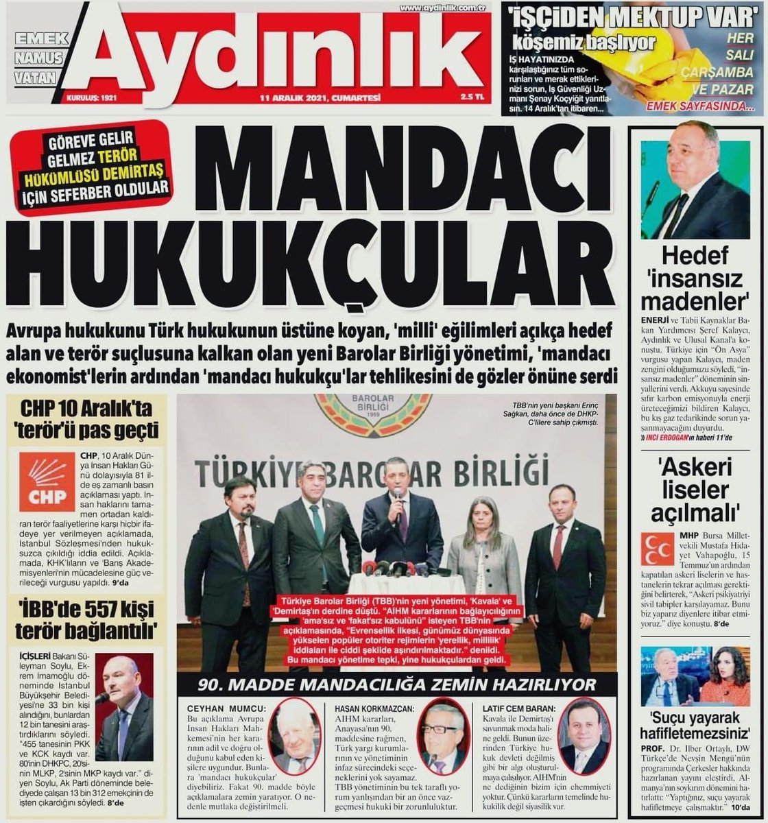 Bu manşet çok ayıp. FETÖ’nün hukuksuzluğunu bile görmüş, ona göğüs germiş bu insanlara, böylesi bir başlığı hiç yakıştıramadım.