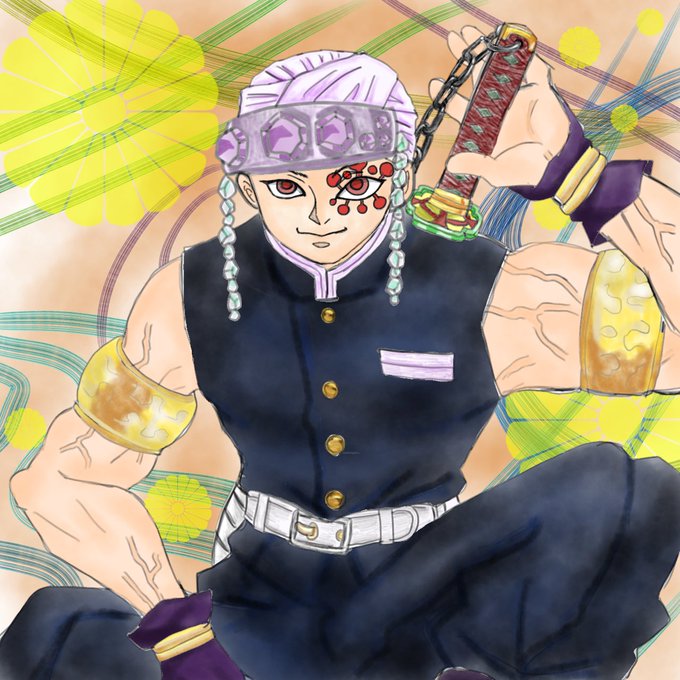 まるちゃん麺さんがTwitterに投稿した宇髄天元(鬼滅の刃)のイラスト。